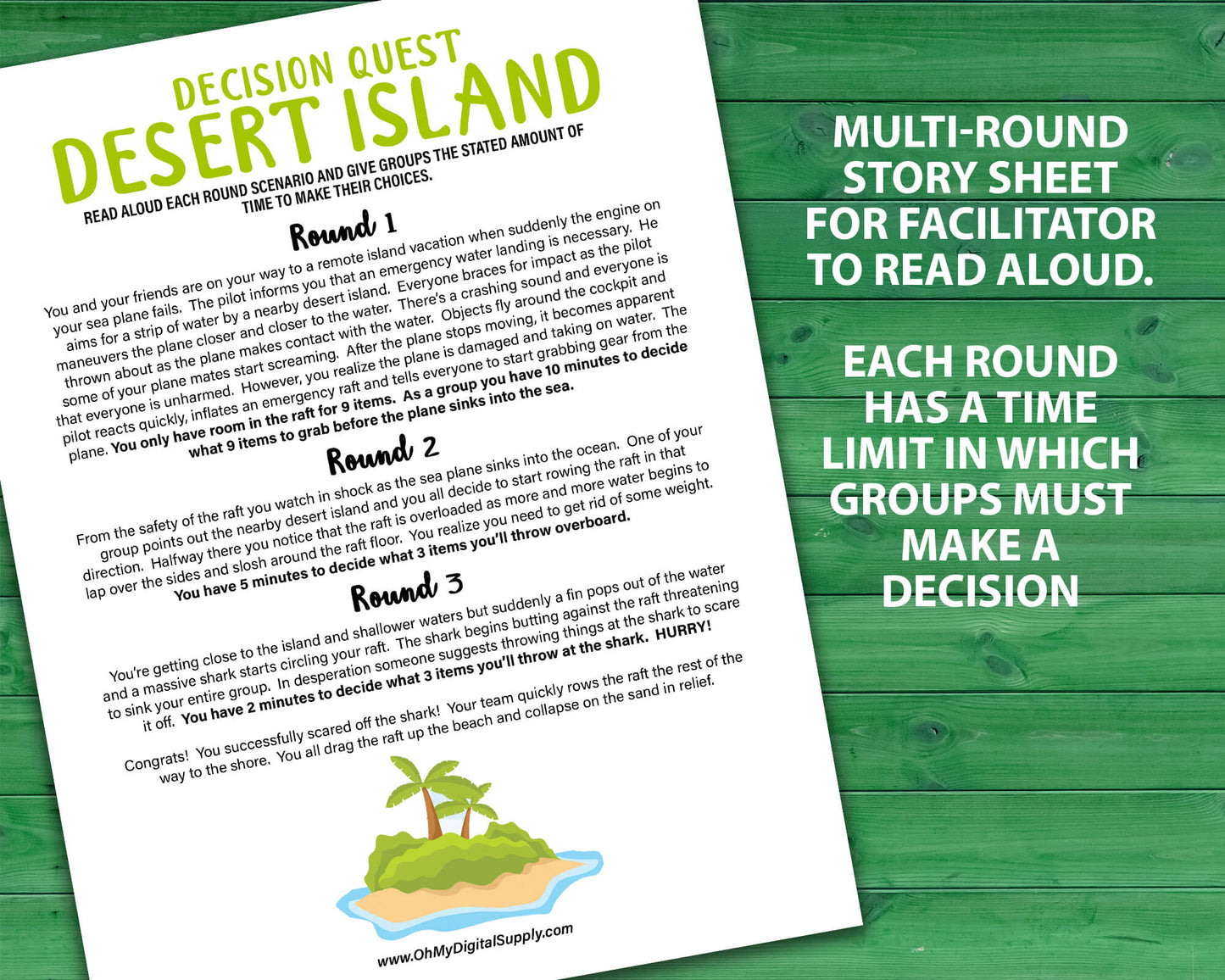 Desert Island small group team building activity and icebreaker game. A printable PDF digital download.