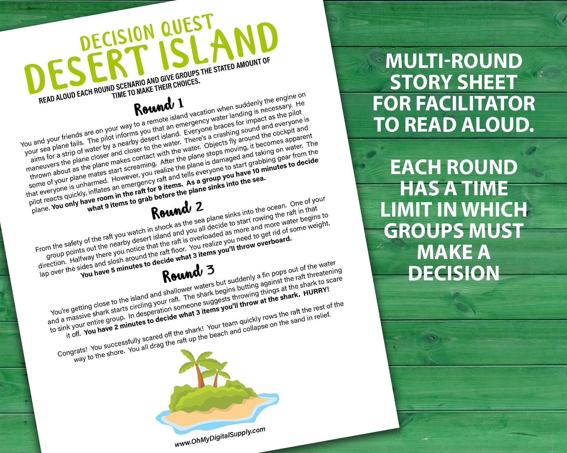 Desert Island small group team building activity and icebreaker game. A printable PDF digital download.