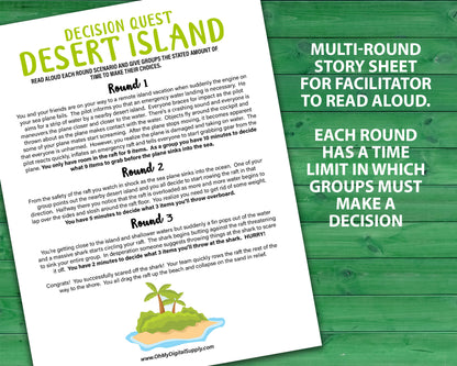 Desert Island small group team building activity and icebreaker game. A printable PDF digital download.
