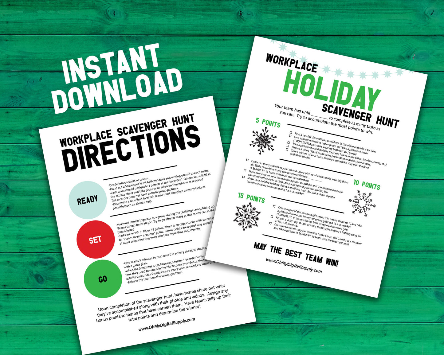 Christmas Holiday Workplace Scavenger Hunt Printable Team Building Activity, Icebreaker, and Office Staff Game