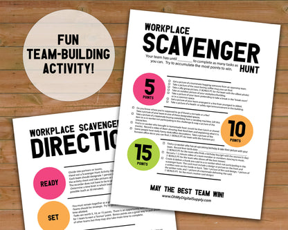 Workplace Scavenger Hunt Printable Staff Team Building Game and Icebreaker Challenge (Version #2)