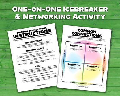 Common Connections one-on-one icebreaker activity and team-building game printable worksheet and instructions.