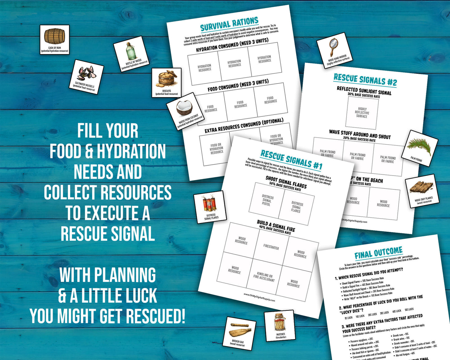 Shipwrecked printable group team building activity and icebreaker game in the form of downloadable PDF files.