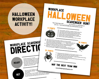 Halloween Workplace Scavenger Hunt Printable Team Building Activity, Icebreaker, and Office Staff Game