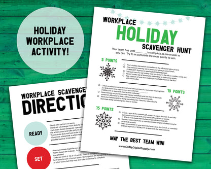 Christmas Holiday Workplace Scavenger Hunt Printable Team Building Activity, Icebreaker, and Office Staff Game