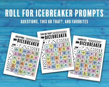 Dicebreaker Dice Roll Printable Icebreaker Questions Game, Icebreaker Group Team Building Activity