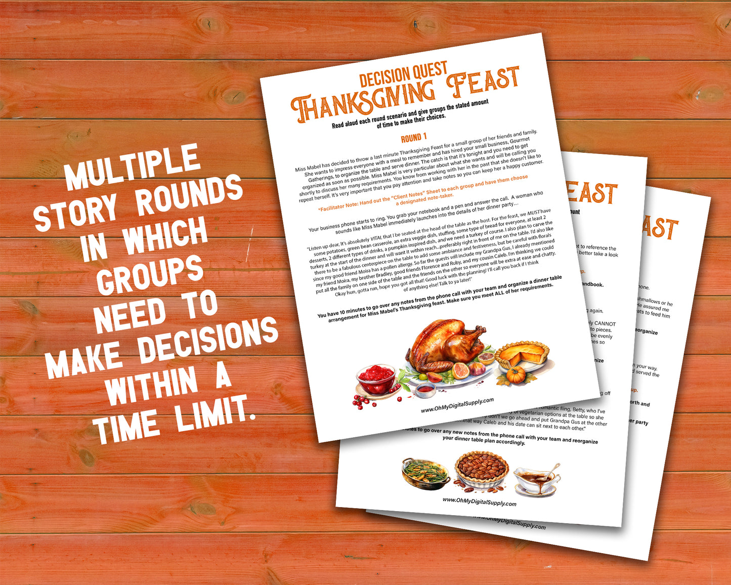 Try out this fun fall seasonal Thanksgiving Feast group team building activity to get co-workers or friends communicating and making decisions against the clock.  This is a great group activity for around November and Autumn.