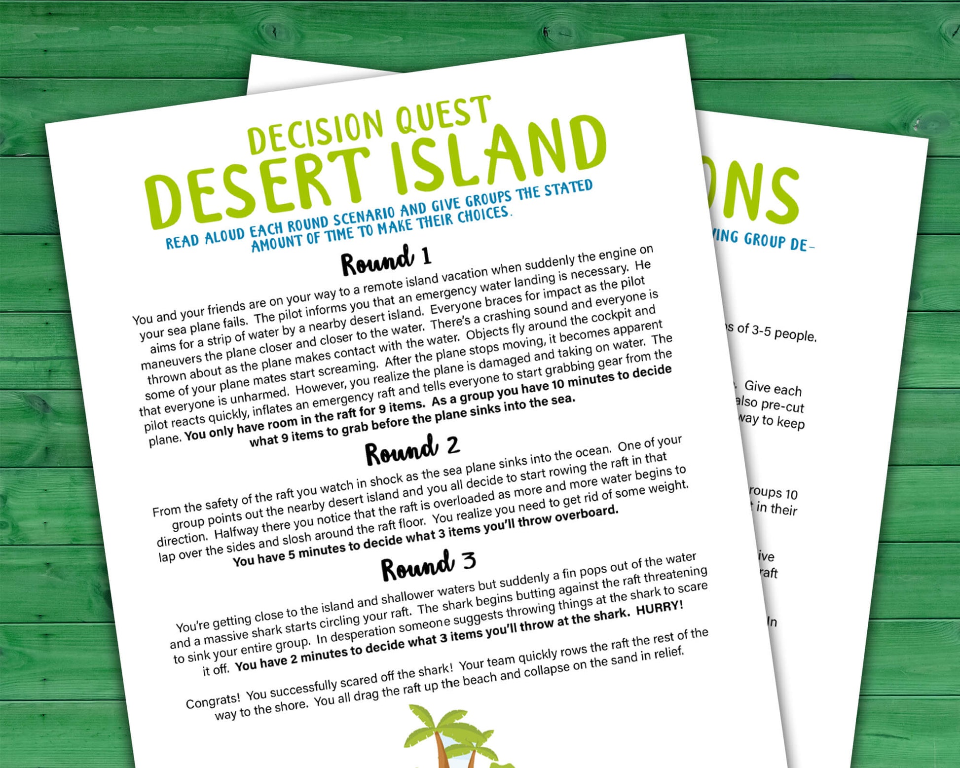 Desert Island Decision Quest Group Team Building Activity and Icebreaker game.