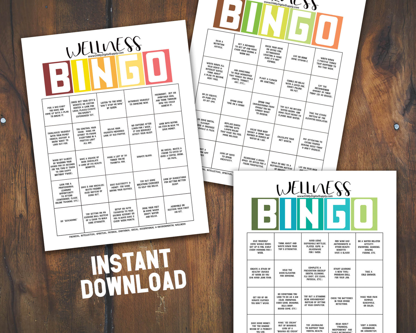 Health & Wellness Monthly BINGO Challenge Printable Activity