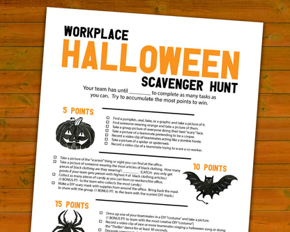 Halloween Workplace Scavenger Hunt Printable Team Building Activity, Icebreaker, and Office Staff Game