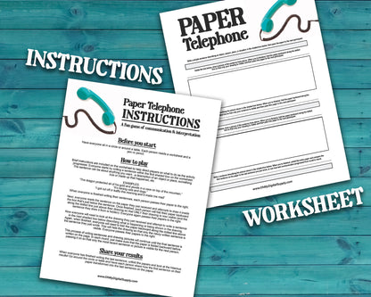 Paper Telephone printable PDF file. Team-building activity and icebreaker game that includes one worksheet and an instructions sheet.