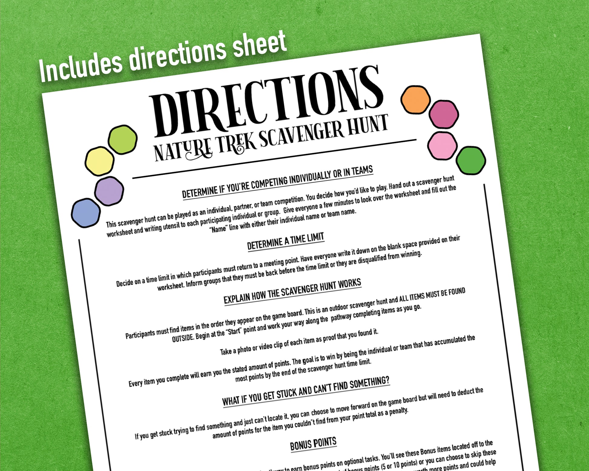 A bundle of four printable nature trek outdoor scavenger hunts for spring, summer, fall, and winter. A competitive team building activity where each spot on the worksheet has an item you need to find to earn points.