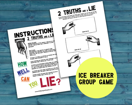 2 Truths and a Lie Printable Group Icebreaker & Team Building Activity