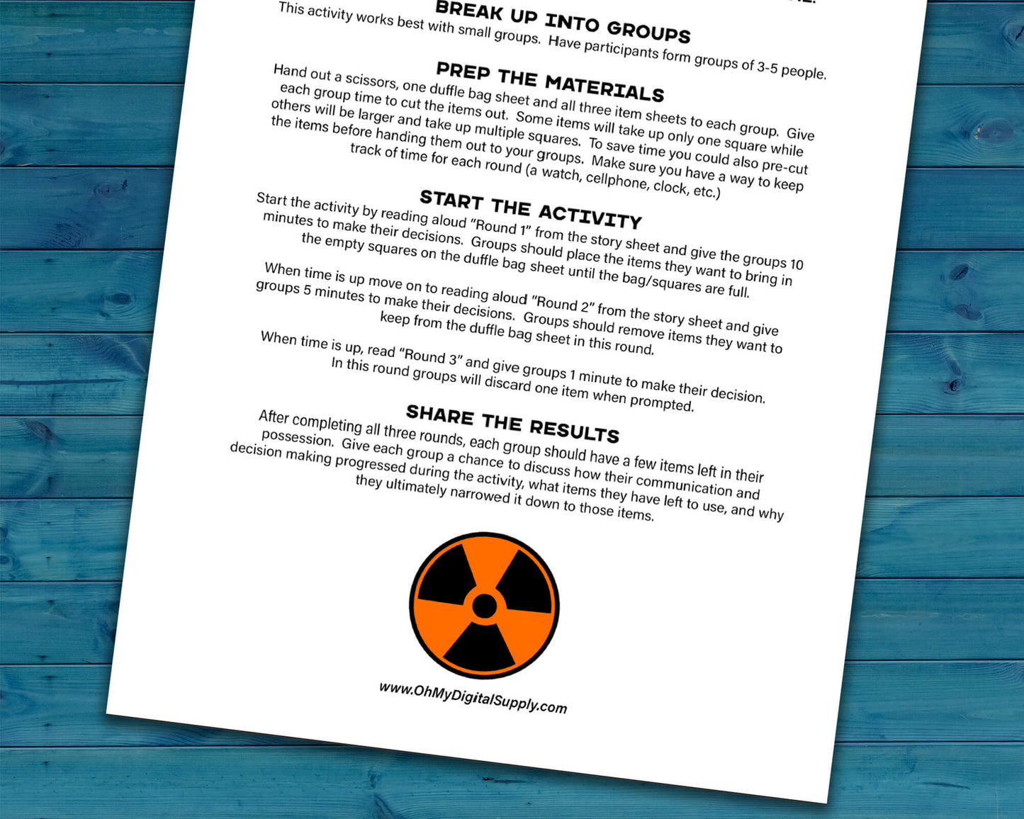 Fallout Shelter Decision Quest Group Team Building Activity and Icebreaker game.