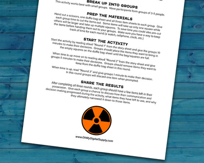 Fallout Shelter Decision Quest Group Team Building Activity and Icebreaker game.