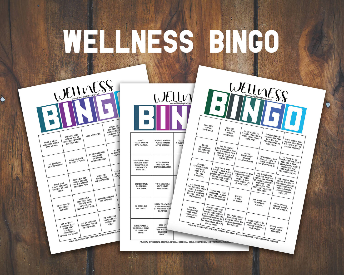 Health & Wellness Monthly BINGO Challenge Printable Activity