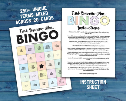 Find Someone BINGO Printable Group Icebreaker Activity, Human BINGO Get to Know You Challenge