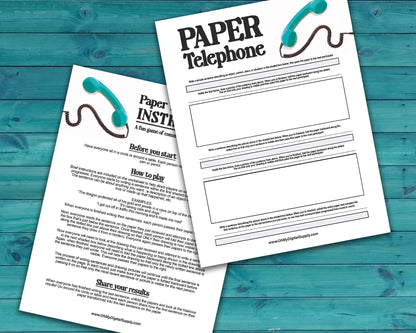 Paper Telephone printable PDF file. Team-building activity and icebreaker game that includes one worksheet and an instructions sheet.