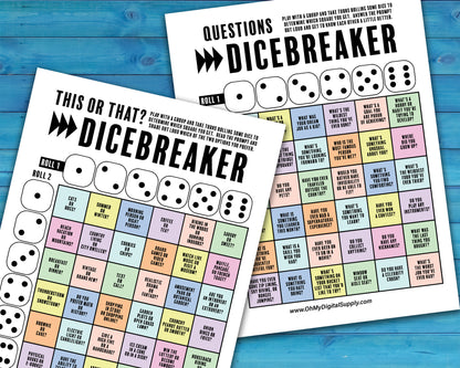 Dicebreaker Dice Roll Printable Icebreaker Questions Game, Icebreaker Group Team Building Activity