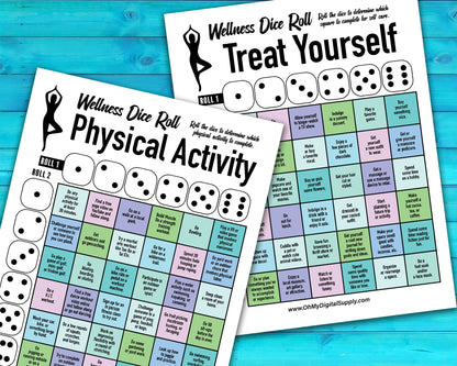 Wellness Dice Roll Printable Decision Game, Dice Roll Wellness Activity for Self Care and Physical and Mental Health