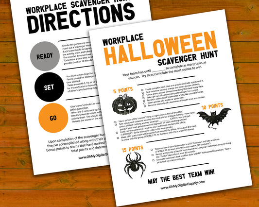 Halloween Workplace Scavenger Hunt Printable Team Building Activity, Icebreaker, and Office Staff Game