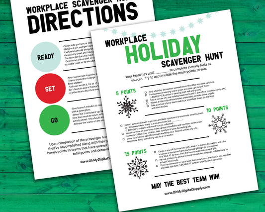 Christmas Holiday Workplace Scavenger Hunt Printable Team Building Activity, Icebreaker, and Office Staff Game