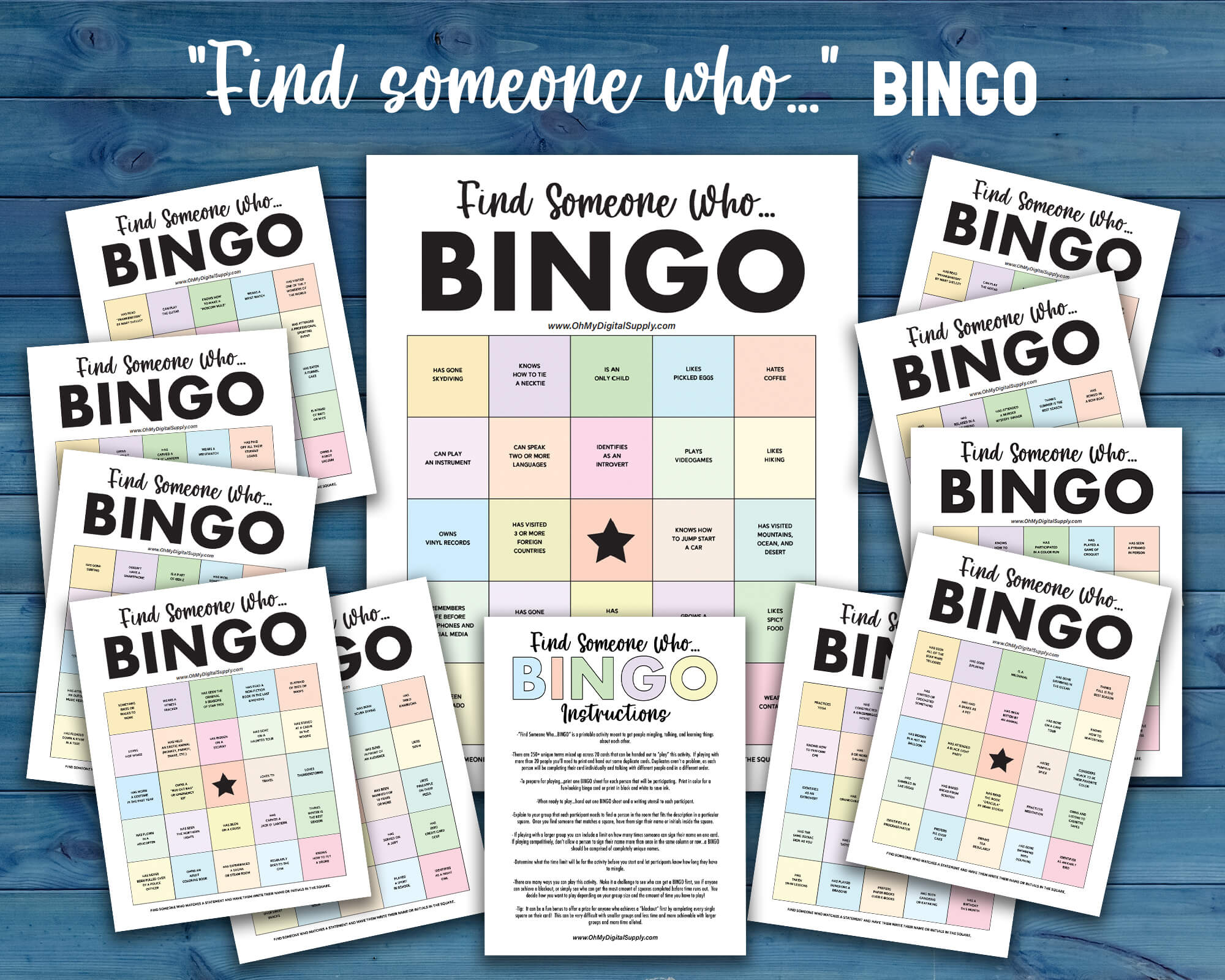 Find Someone BINGO Printable Group Icebreaker Activity, Human BINGO Ge ...