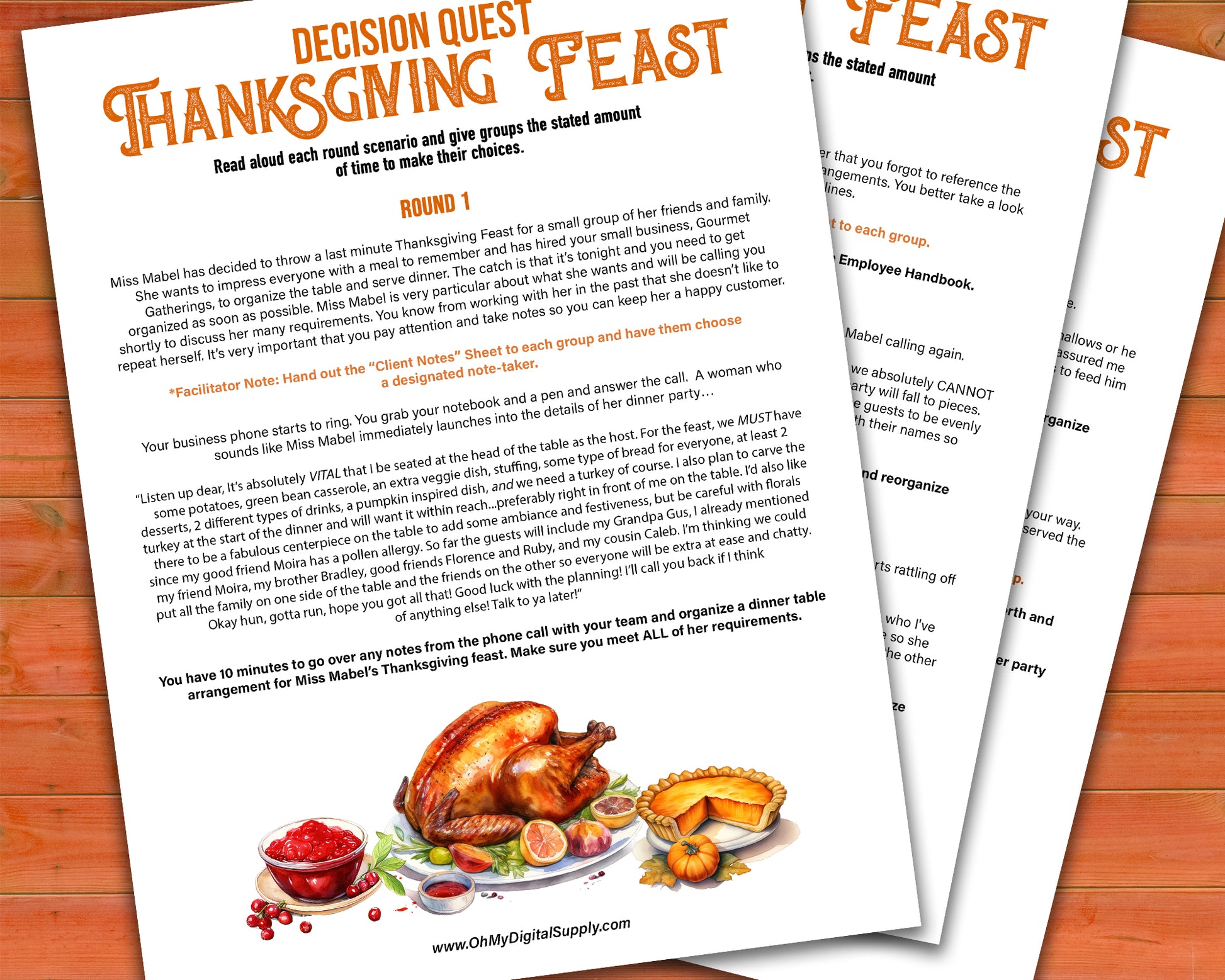 Try out this fun fall seasonal Thanksgiving Feast group team building activity to get co-workers or friends communicating and making decisions against the clock.  This is a great group activity for around November and Autumn.