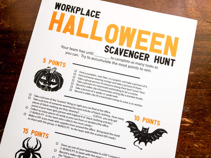 Halloween Workplace Scavenger Hunt Printable Team Building Activity, Icebreaker, and Office Staff Game