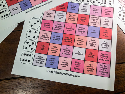 Date Night Dice printable activity where you roll a 3D paper dice to choose dinner, a movie, and an activity for date night.