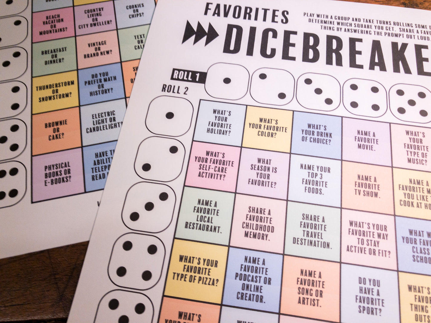 Dicebreaker Dice Roll Printable Icebreaker Questions Game, Icebreaker Group Team Building Activity