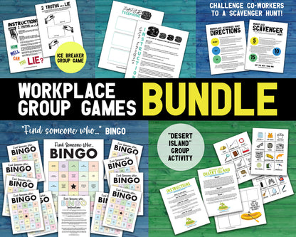 Workplace Group Games BUNDLE of Printable Team Building Activities & Staff Icebreaker Games