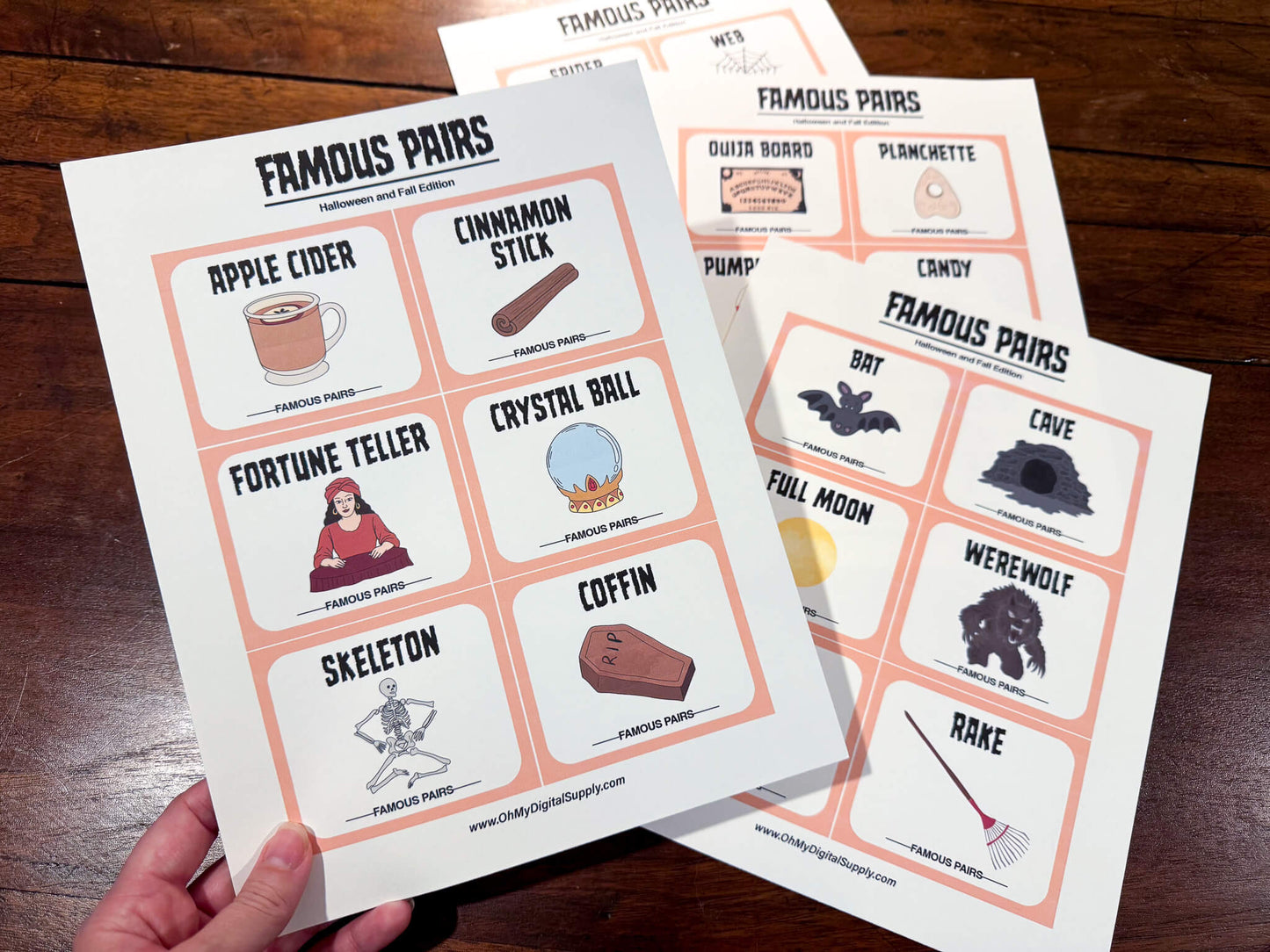 Famous Pairs Halloween & Fall group team building game and icebreaker activity. A digital PDF download containing instructions to play the game and Famous Pairs cards.