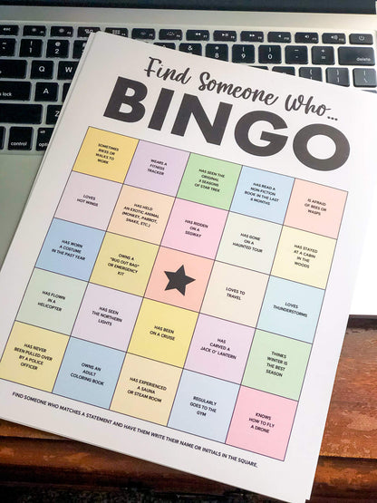 Find Someone BINGO Printable Group Icebreaker Activity, Human BINGO Get to Know You Challenge