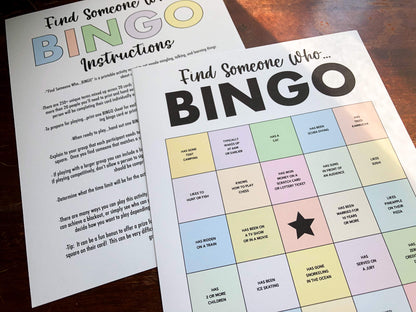 Find Someone BINGO Printable Group Icebreaker Activity, Human BINGO Get to Know You Challenge