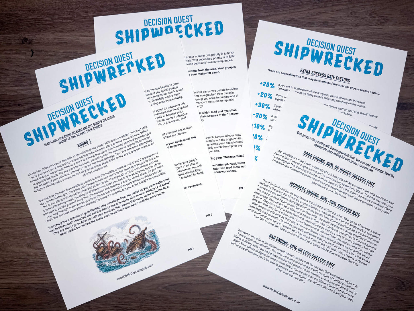 Shipwrecked printable group team building activity and icebreaker game in the form of downloadable PDF files.