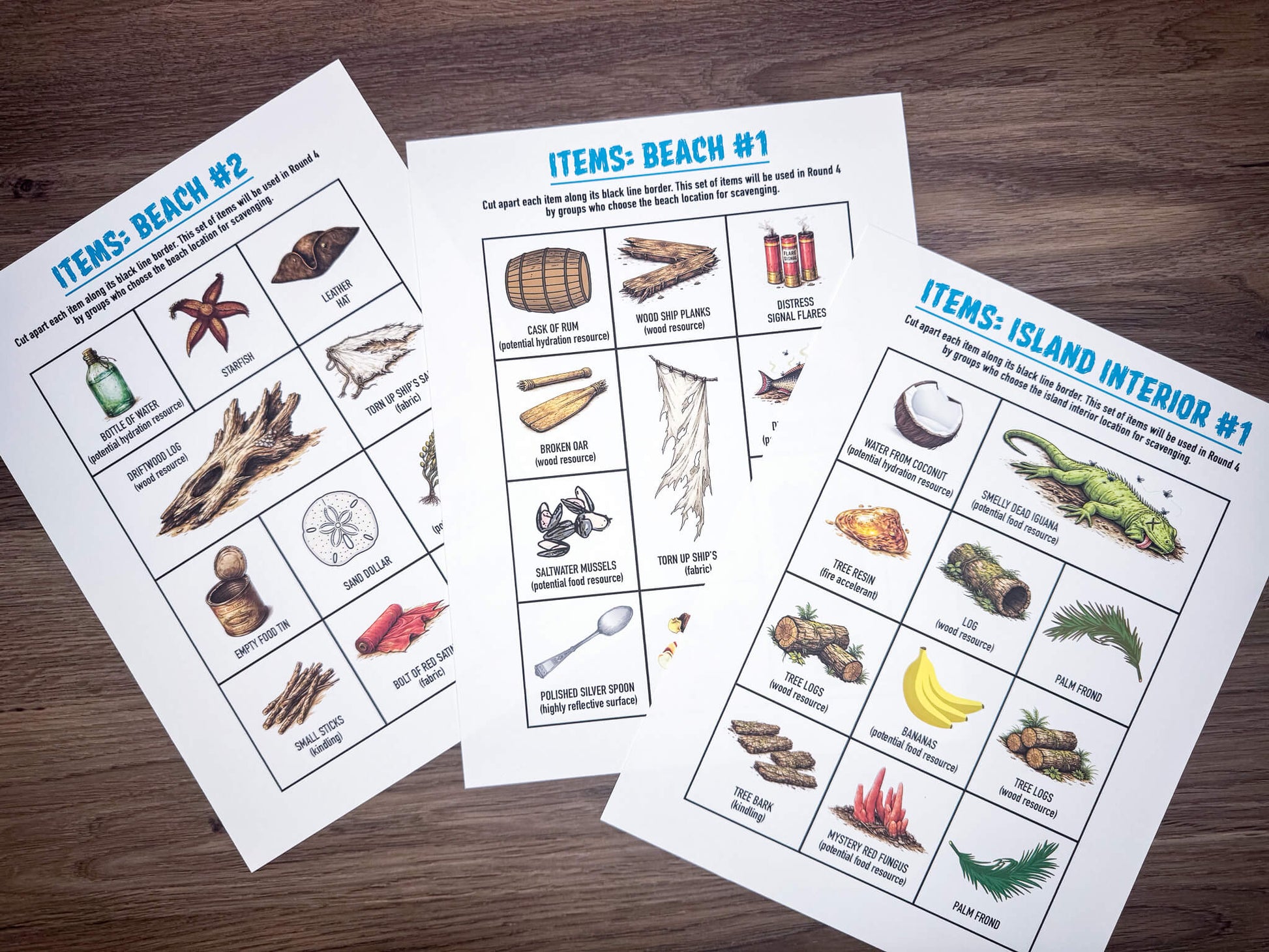 Shipwrecked printable group team building activity and icebreaker game in the form of downloadable PDF files.