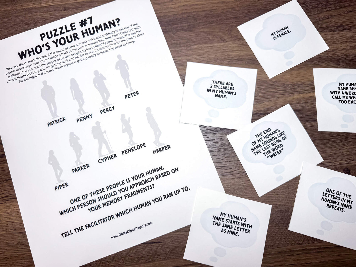 Puppy Panic is a printable Escape Room puzzle game for small groups! Great as a team building activity or icebreaker game. Players must solve 7 puzzles within a 30 minute time limit. This pug themed game includes an intro story as well as good and bad story endings.