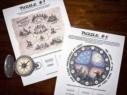 A printable Halloween escape room game called Blood Moon Rising with various puzzle sheets, story sheets, instructions, and facilitator guide all in printable PDF format. A 30 minute group activity for team-building or use as an icebreaker game.