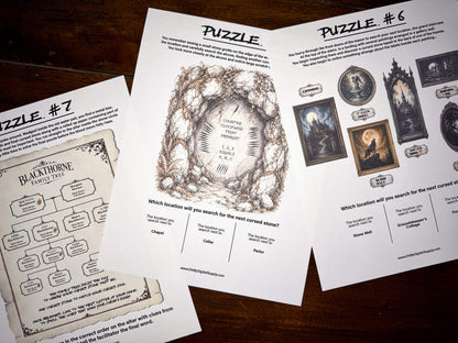 A printable Halloween escape room game called Blood Moon Rising with various puzzle sheets, story sheets, instructions, and facilitator guide all in printable PDF format. A 30 minute group activity for team-building or use as an icebreaker game.