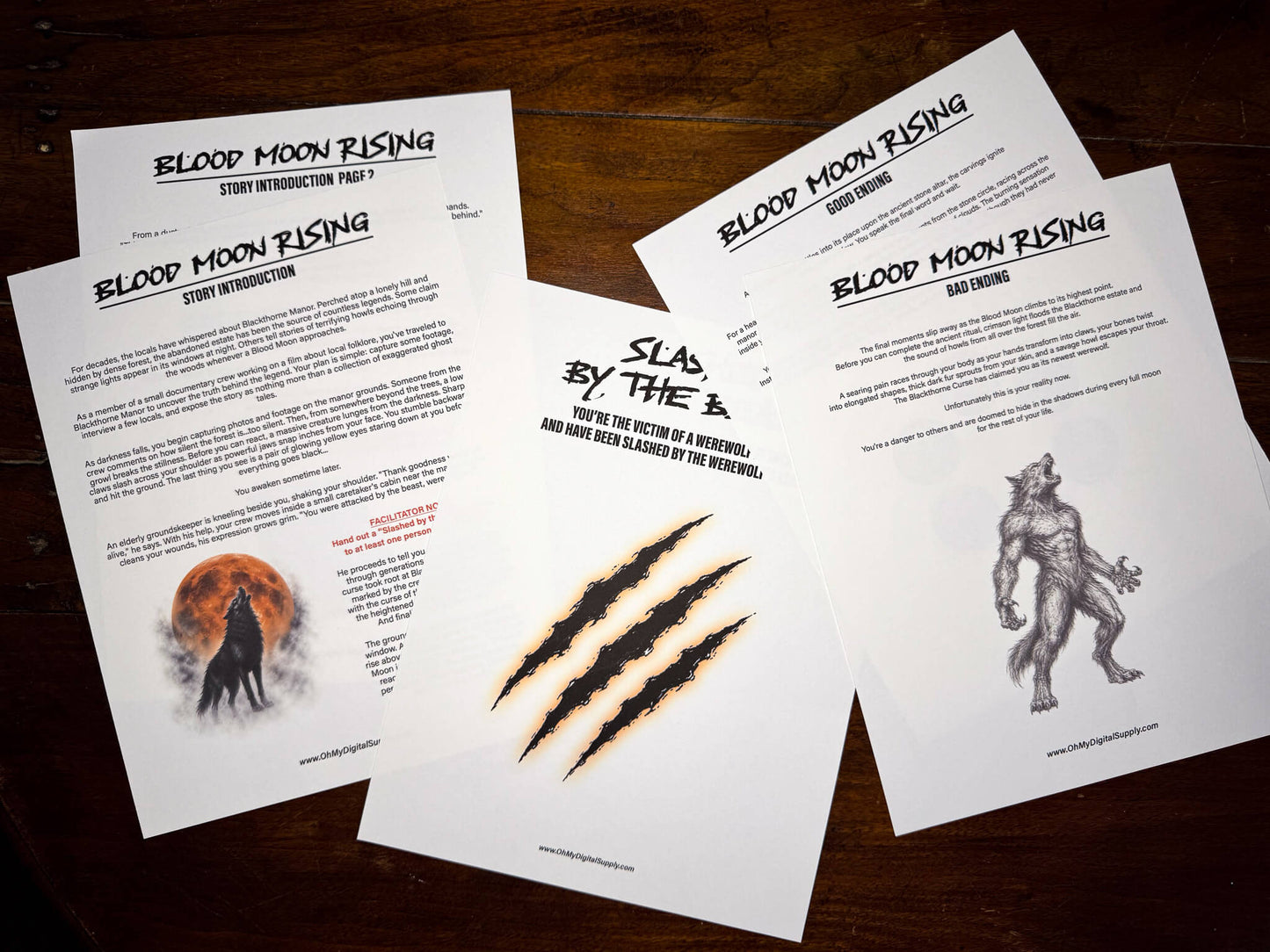 A printable Halloween escape room game called Blood Moon Rising with various puzzle sheets, story sheets, instructions, and facilitator guide all in printable PDF format. A 30 minute group activity for team-building or use as an icebreaker game.