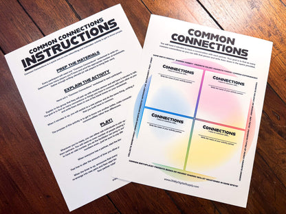 Common Connections one-on-one icebreaker activity and team-building game printable worksheet and instructions.