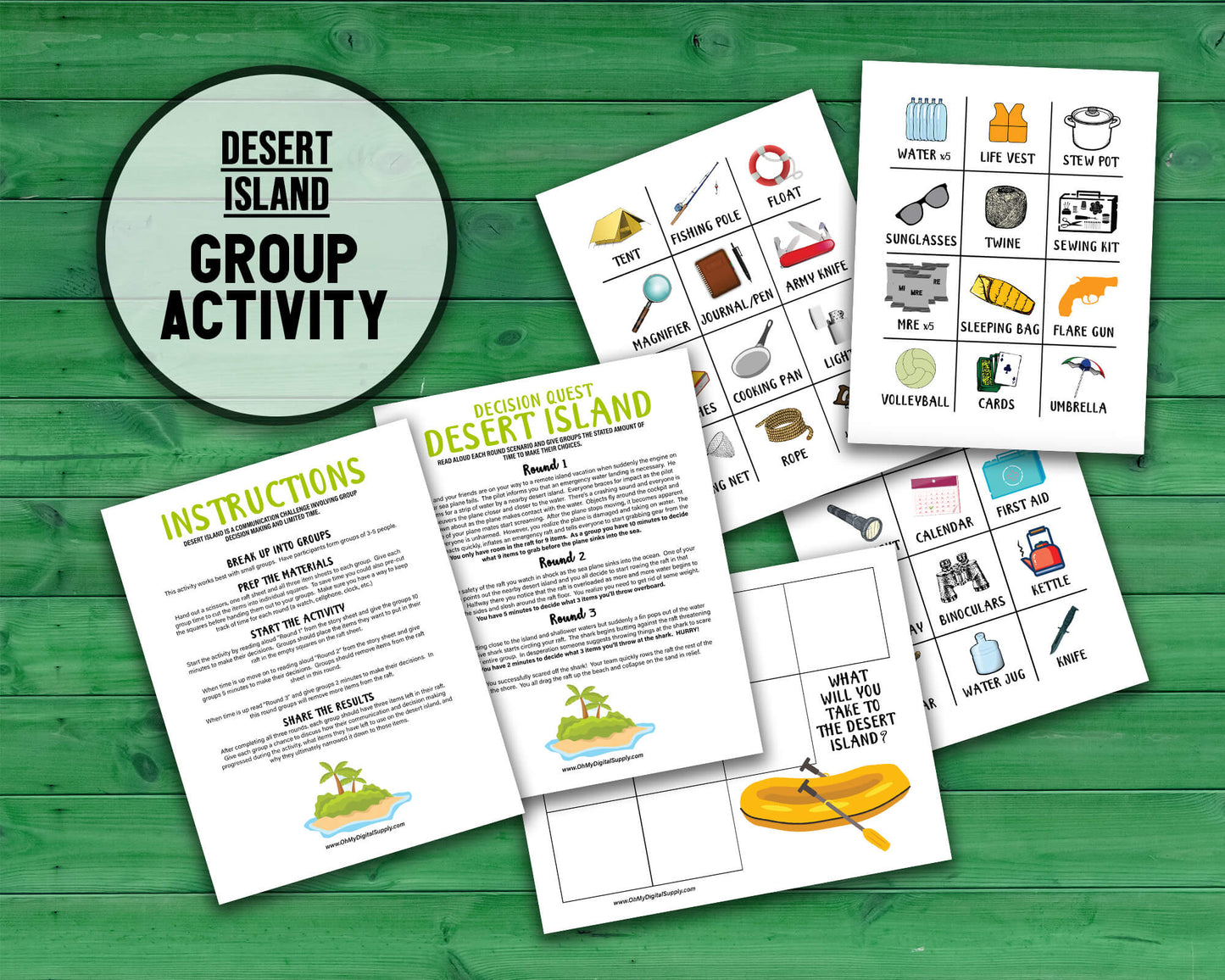 Desert Island small group team building activity and icebreaker game. A printable PDF digital download.