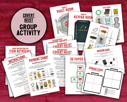 Covert Heist Decision Quest Group Team Building Activity and Icebreaker game.