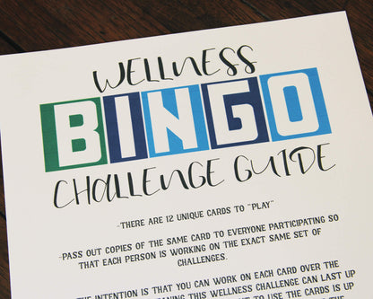 Health & Wellness Monthly BINGO Challenge Printable Activity