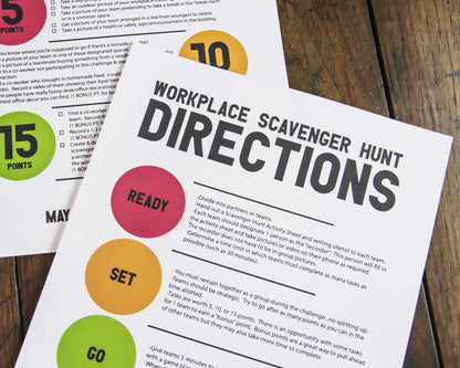 Workplace Scavenger Hunt Printable Staff Team Building Game and Icebreaker Challenge (Version #2)