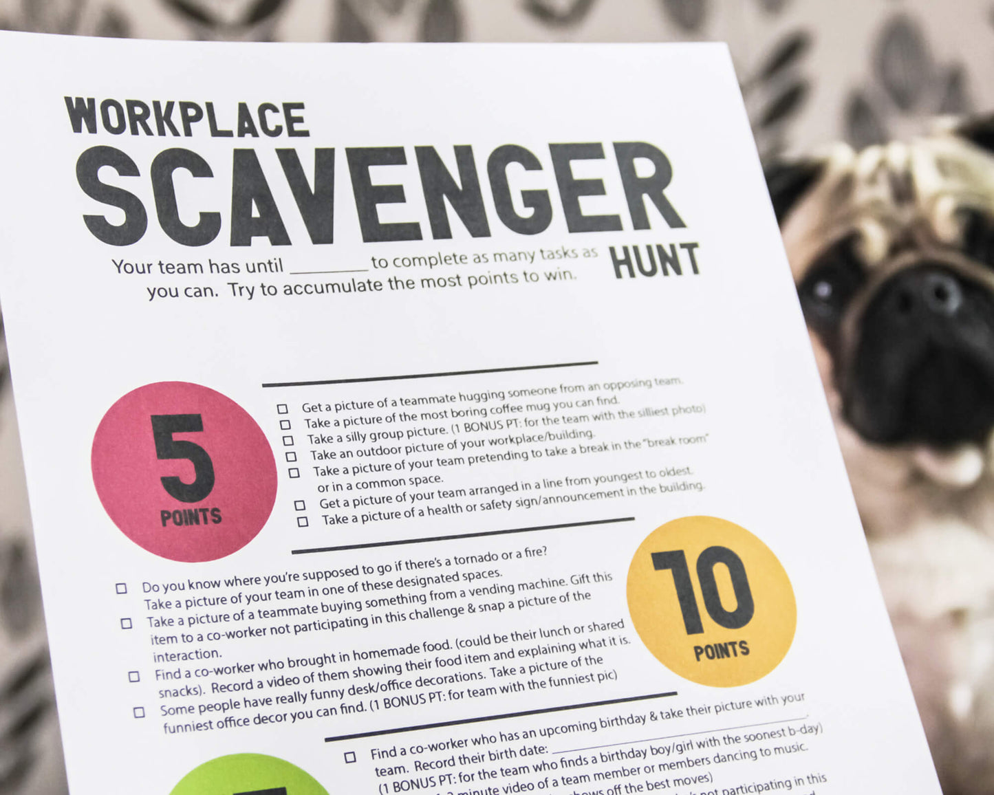 Workplace Scavenger Hunt Printable Staff Team Building Game and Icebreaker Challenge (Version #2)